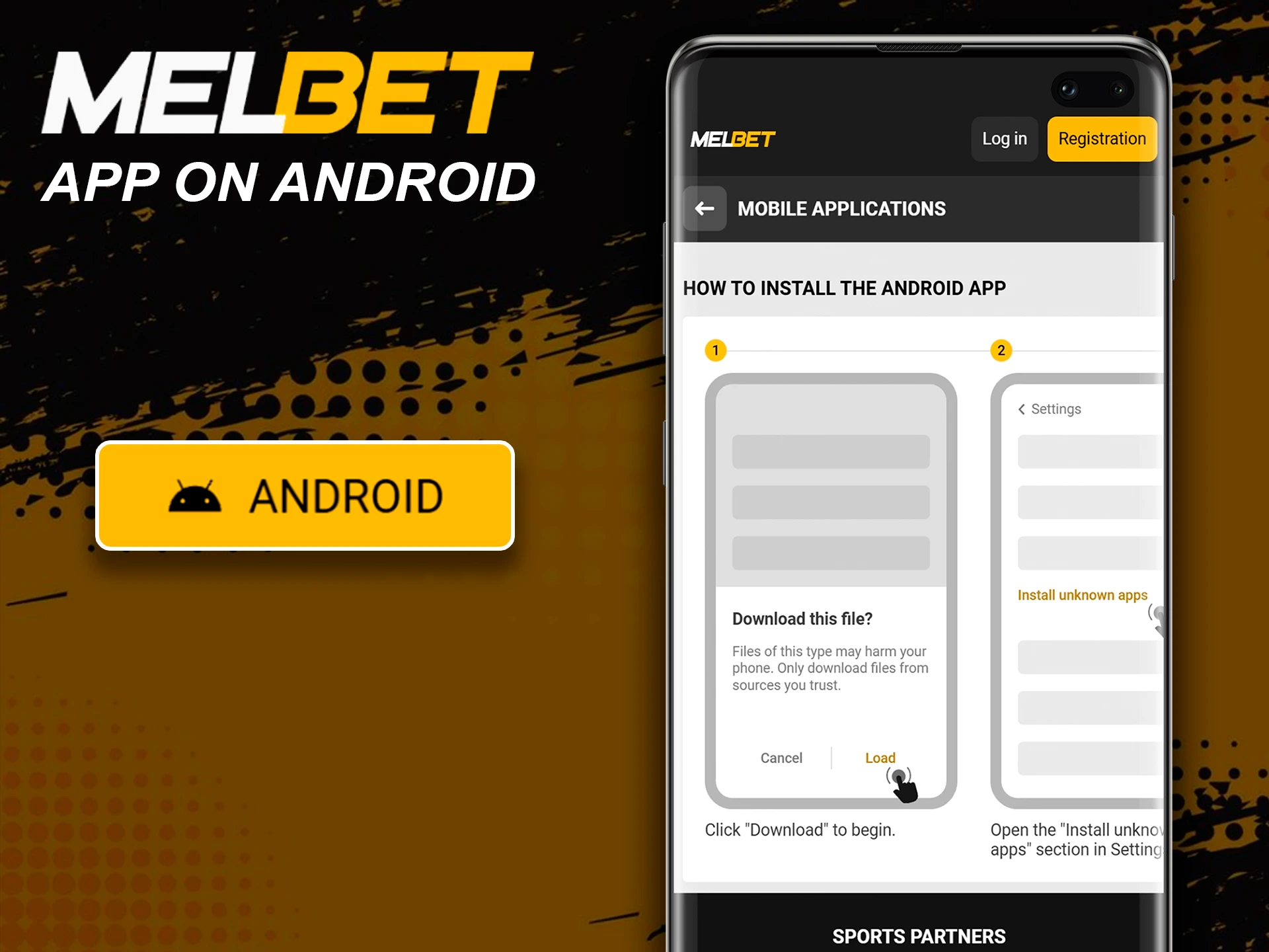 Install the official Melbet app on Android devices.
