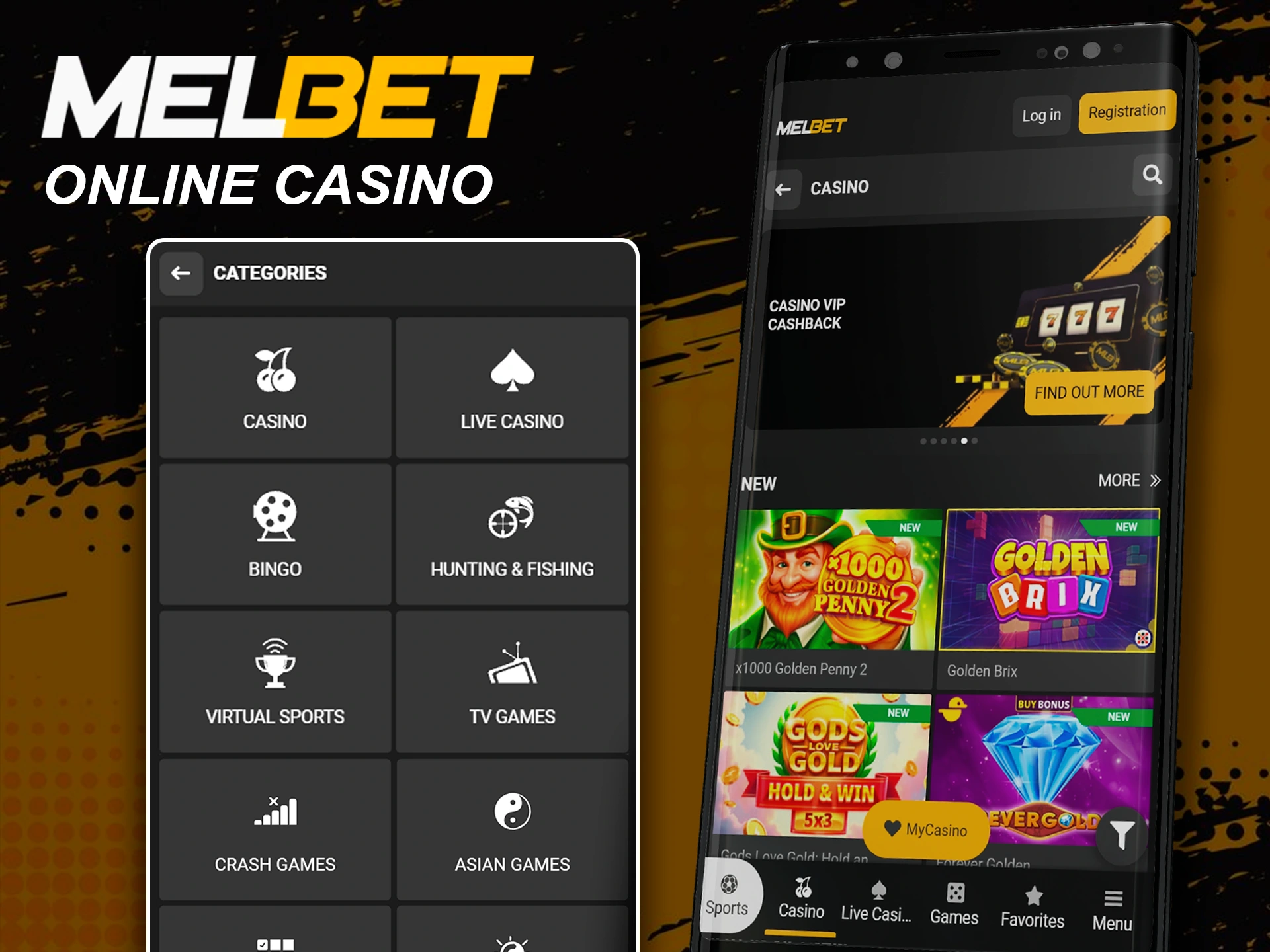 Play online casino games within the Melbet app.