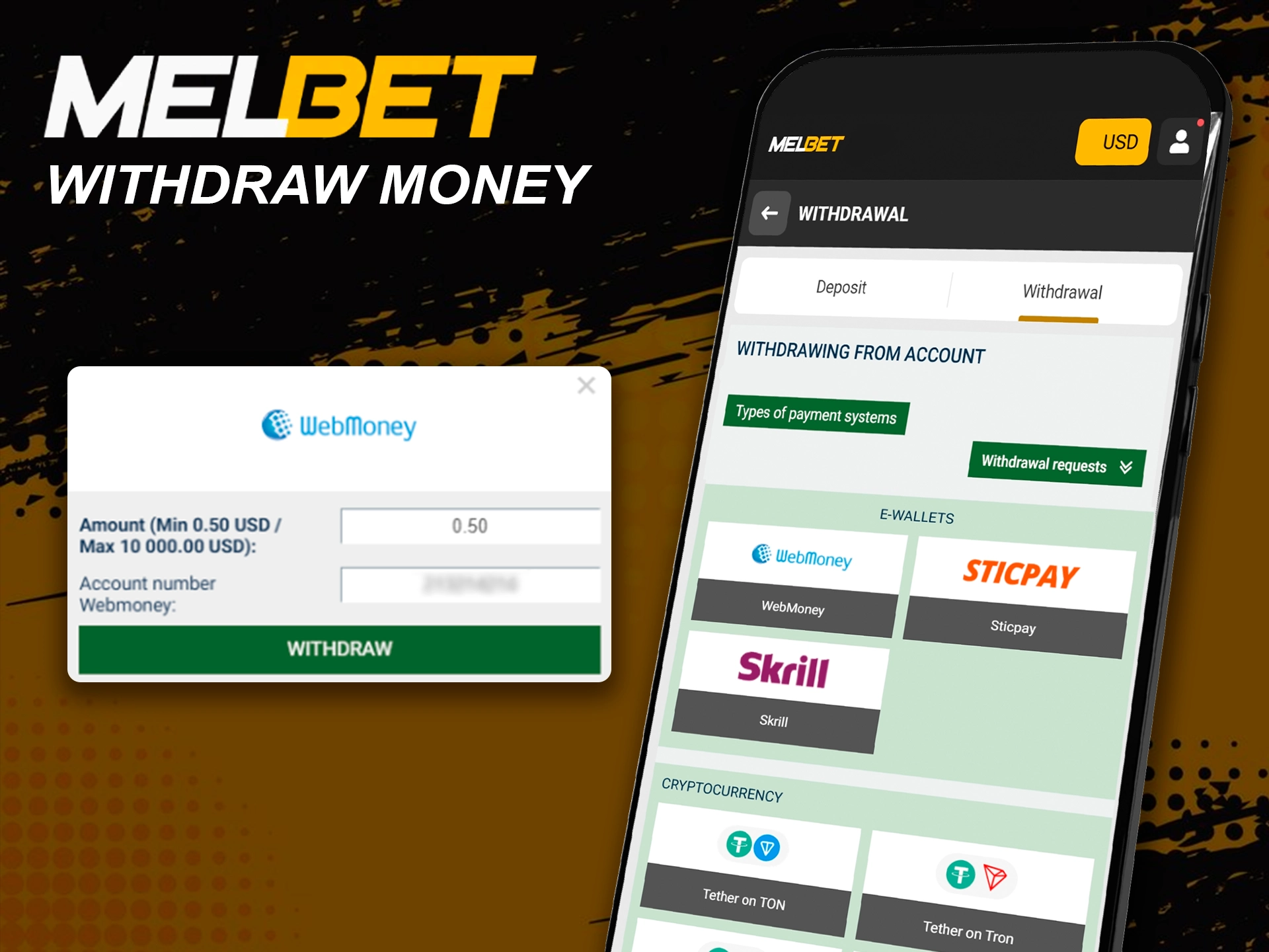 Fast withdrawal process using the Melbet mobile app.