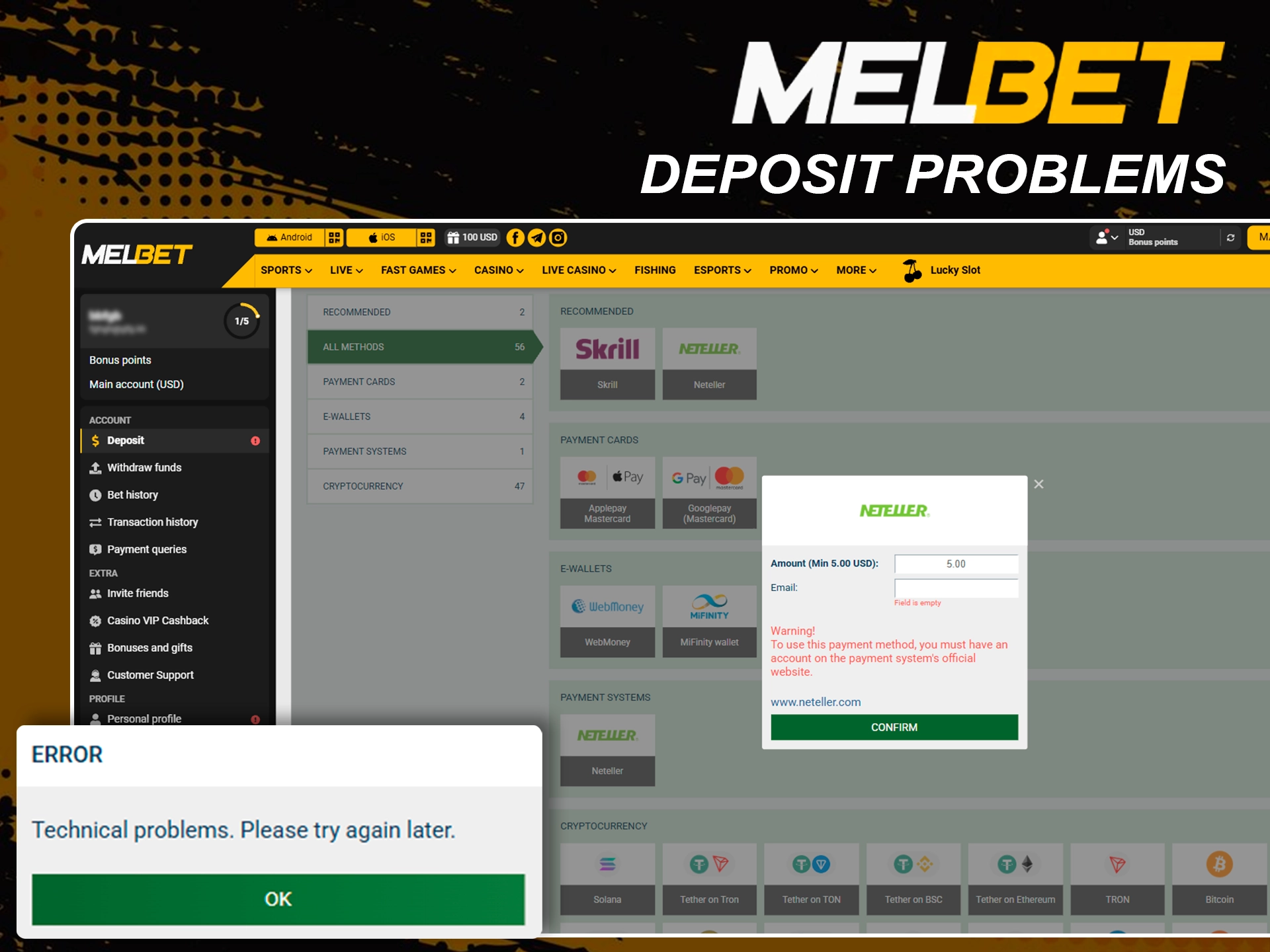 Fixing common issues with payments on Melbet platform.