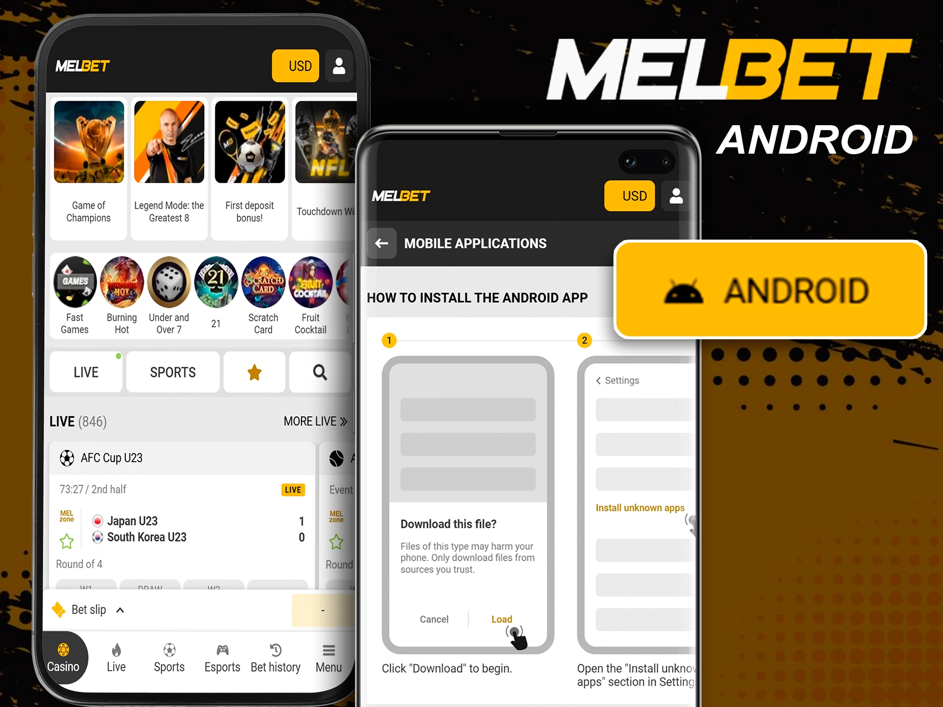 Installing the Melbet Android app for mobile wagering.