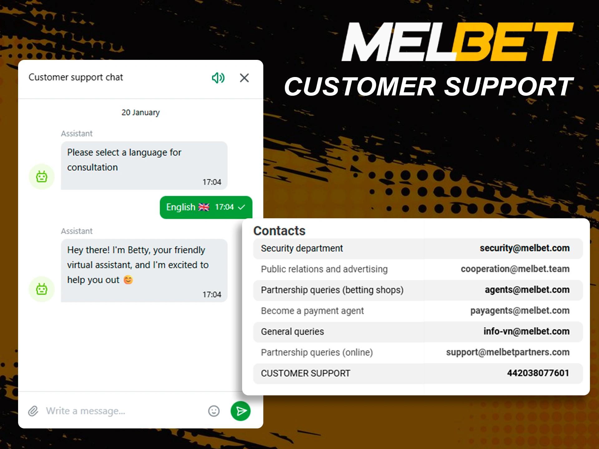24/7 professional customer support service at Melbet.